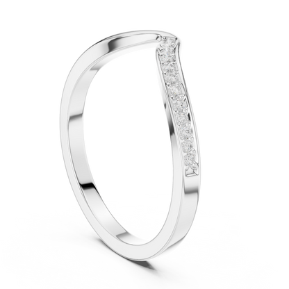 0.07 Carat Curved Diamond Chevron Wedding Band | Yellow Gold