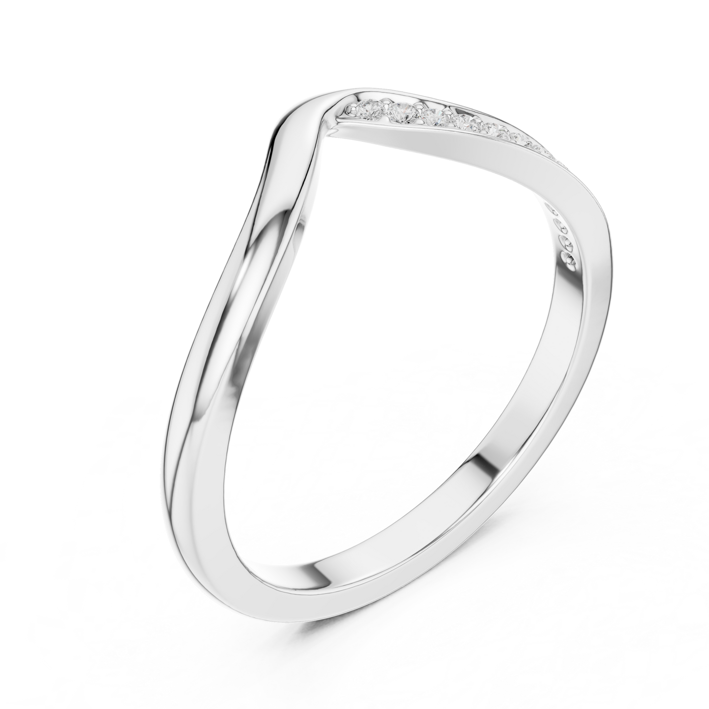 0.07 Carat Curved Diamond Chevron Wedding Band | Yellow Gold