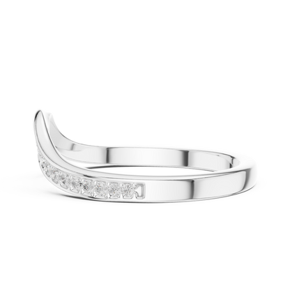 0.07 Carat Curved Diamond Chevron Wedding Band | Yellow Gold