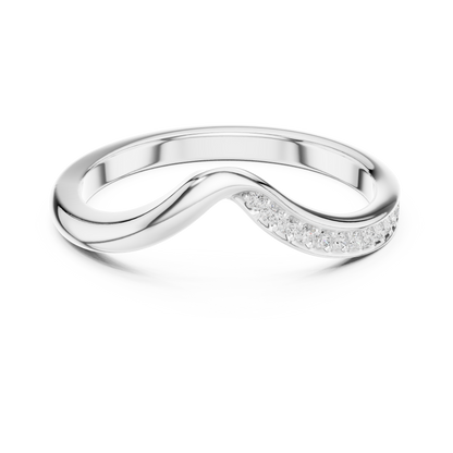 0.07 Carat Curved Diamond Chevron Wedding Band | Yellow Gold