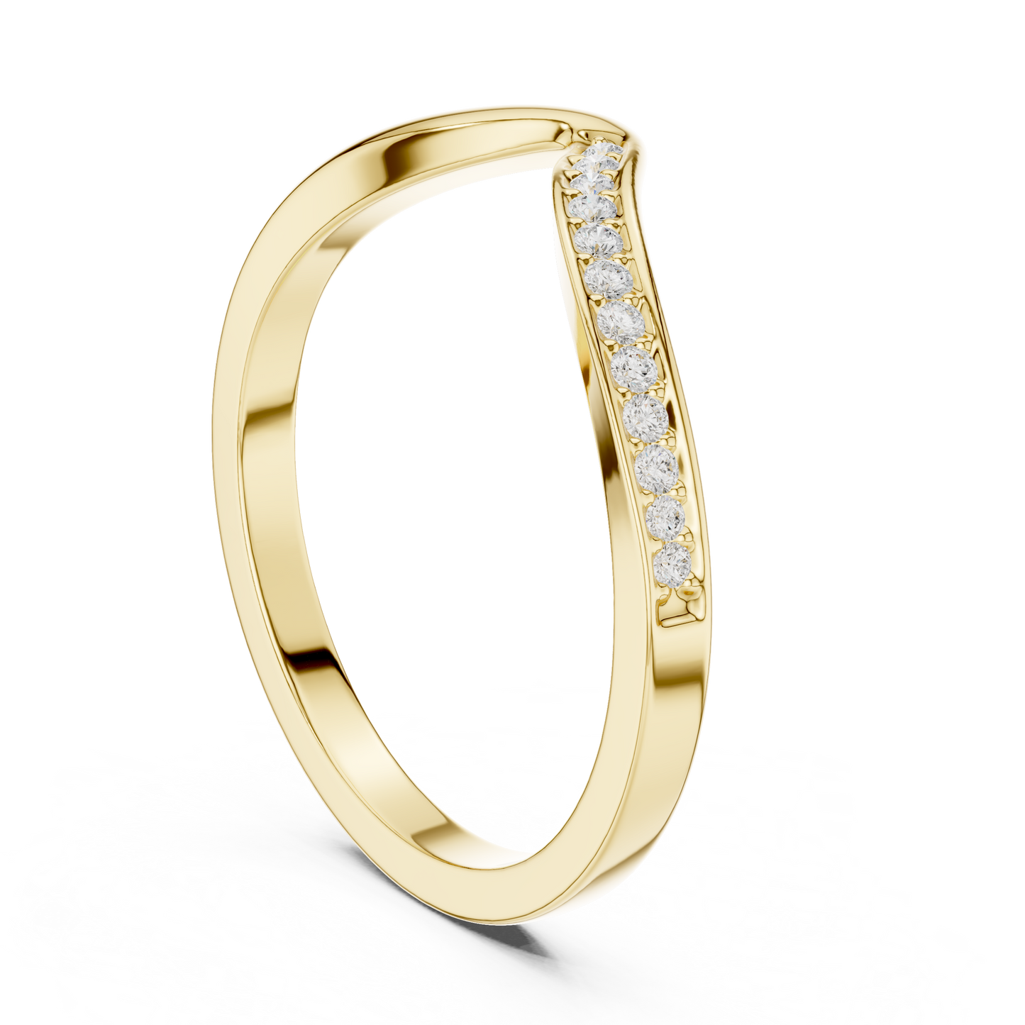 0.07 Carat Curved Diamond Chevron Wedding Band | Yellow Gold