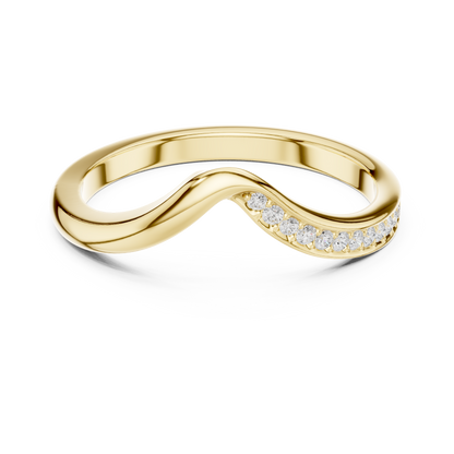 0.07 Carat Curved Diamond Chevron Wedding Band | Yellow Gold