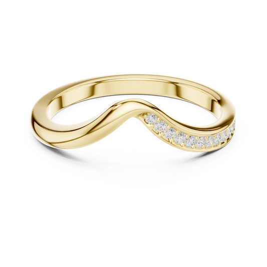 0.07 Carat Curved Diamond Chevron Wedding Band | Yellow Gold