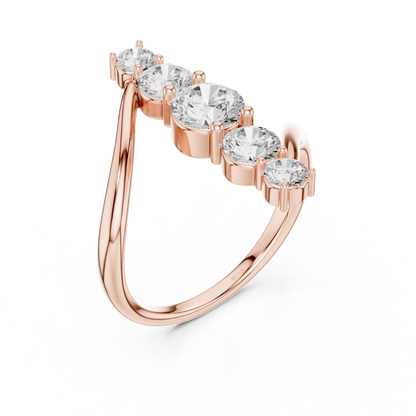 1.59 Carat Vertical Graduated Diamond Bypass Ring | Yellow Gold