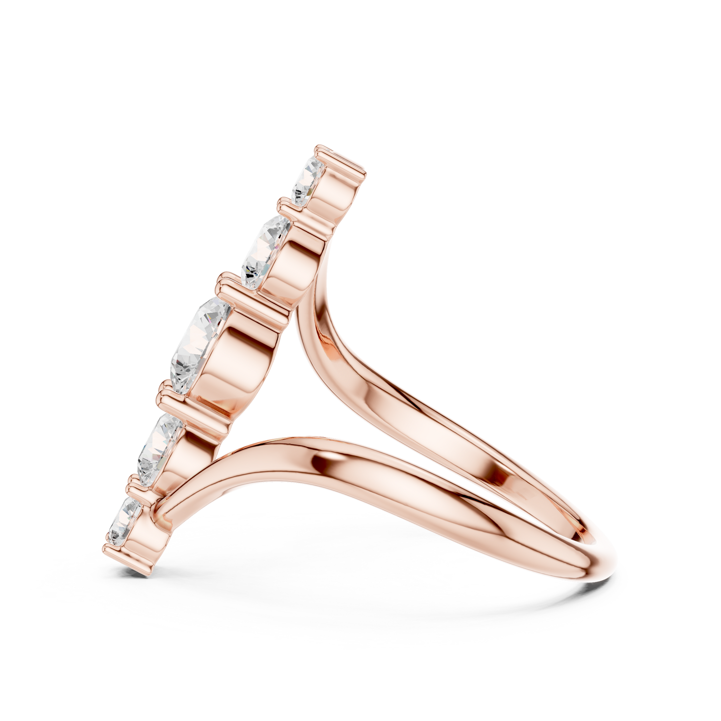 1.59 Carat Vertical Graduated Diamond Bypass Ring | Yellow Gold