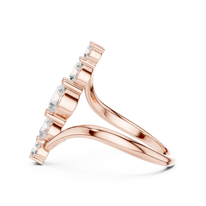 1.59 Carat Vertical Graduated Diamond Bypass Ring | Yellow Gold