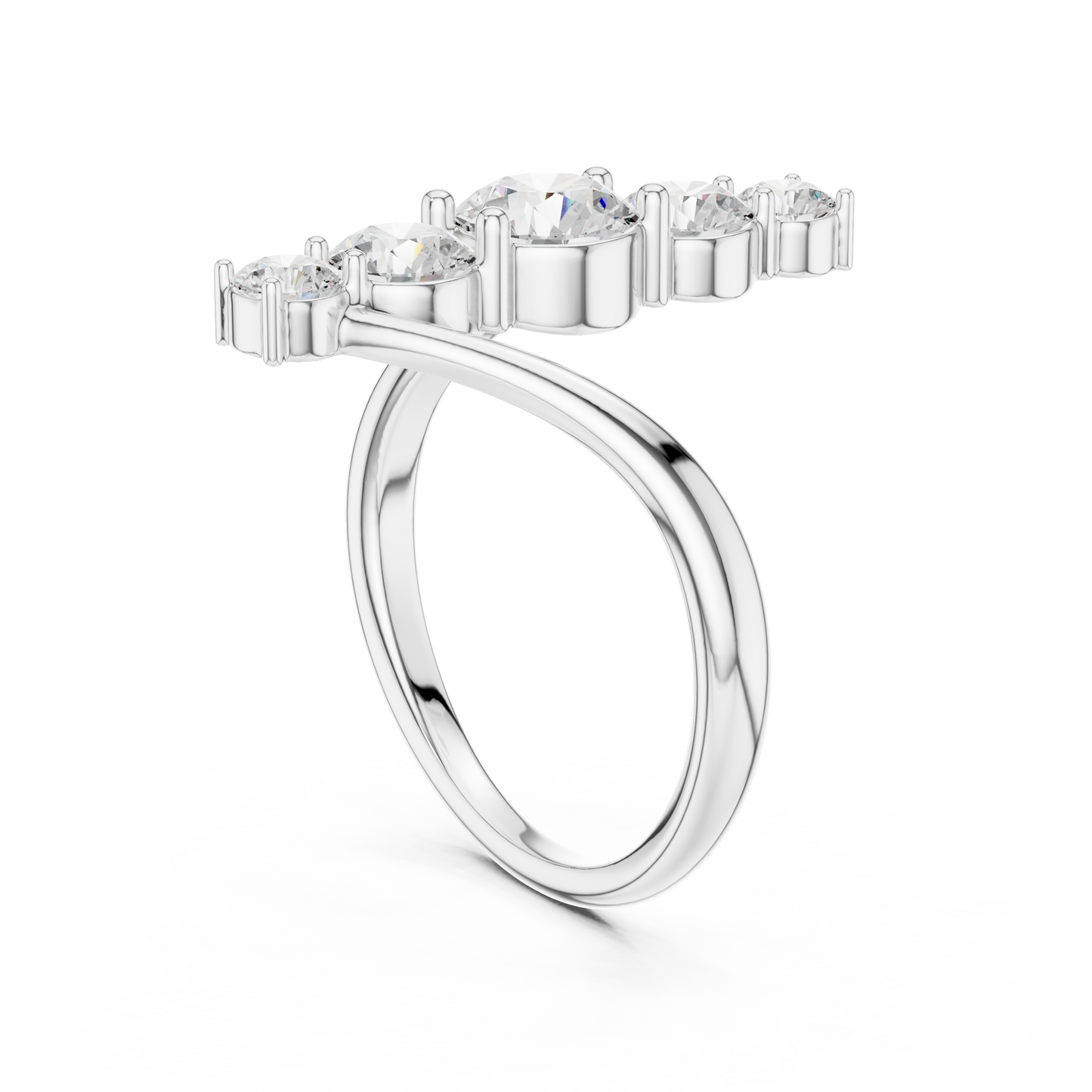 1.59 Carat Vertical Graduated Diamond Bypass Ring | Yellow Gold