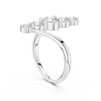 1.59 Carat Vertical Graduated Diamond Bypass Ring | Yellow Gold