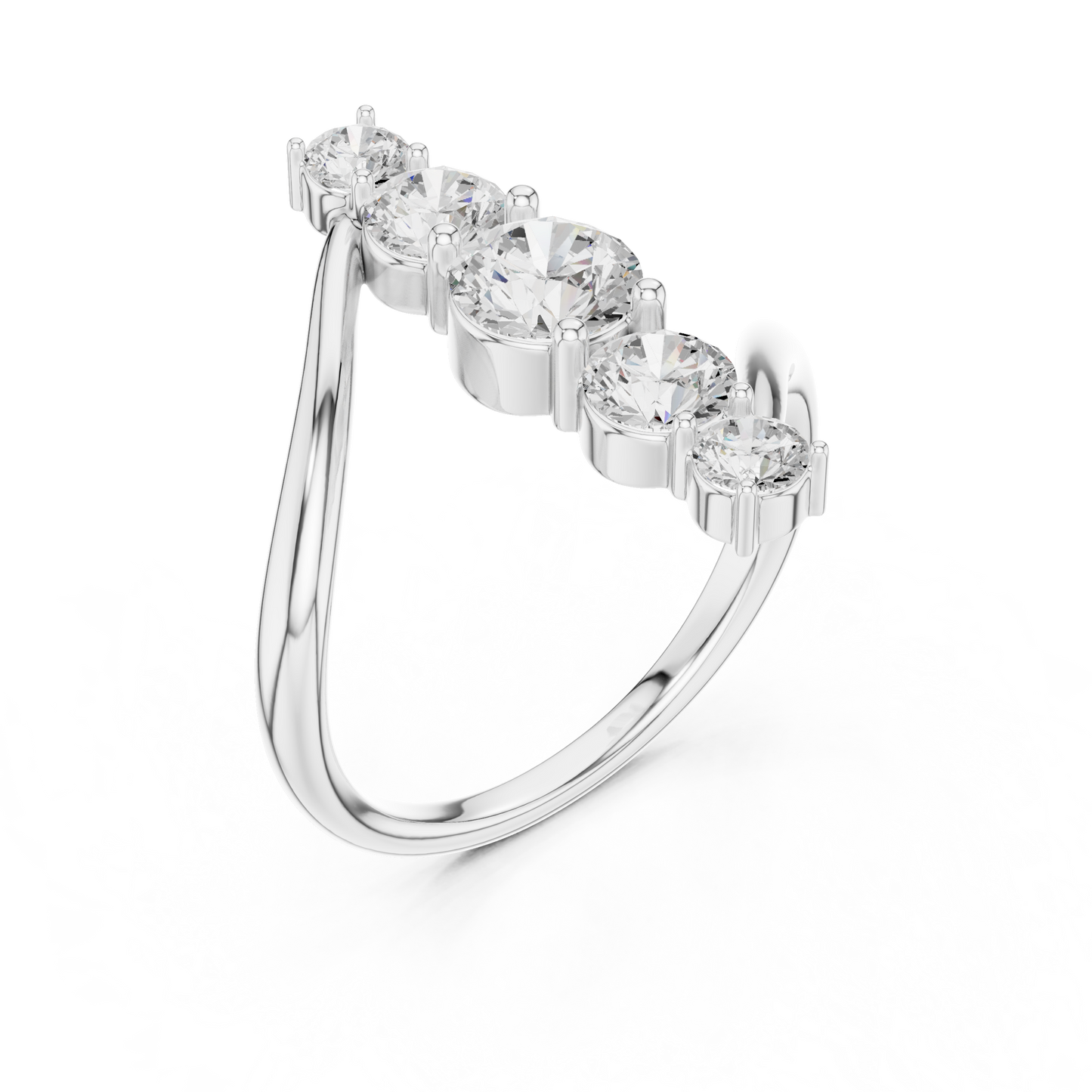 1.59 Carat Vertical Graduated Diamond Bypass Ring | Yellow Gold