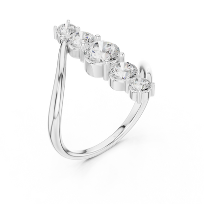 1.59 Carat Vertical Graduated Diamond Bypass Ring | Yellow Gold