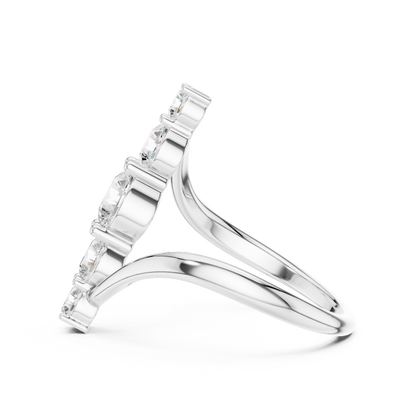 1.59 Carat Vertical Graduated Diamond Bypass Ring | Yellow Gold