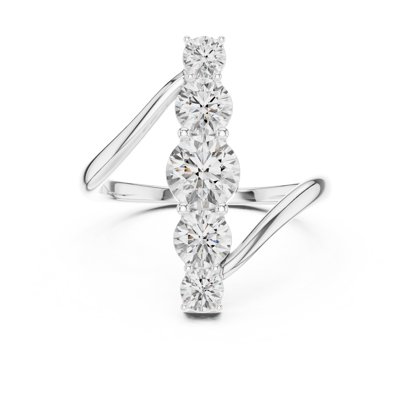 1.59 Carat Vertical Graduated Diamond Bypass Ring | Yellow Gold