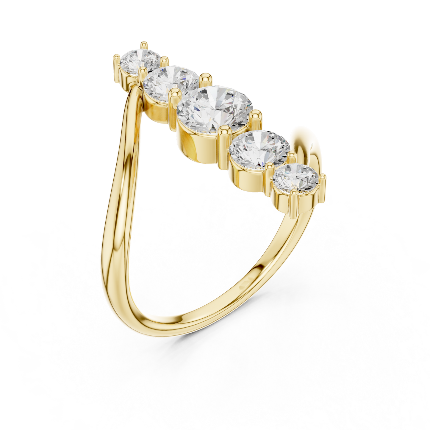 1.59 Carat Vertical Graduated Diamond Bypass Ring | Yellow Gold