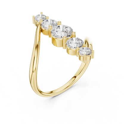 1.59 Carat Vertical Graduated Diamond Bypass Ring | Yellow Gold