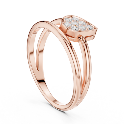 0.14 Carat Diamond Pear Cluster Double Band Ring | Yellow Gold