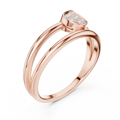 0.14 Carat Diamond Pear Cluster Double Band Ring | Yellow Gold