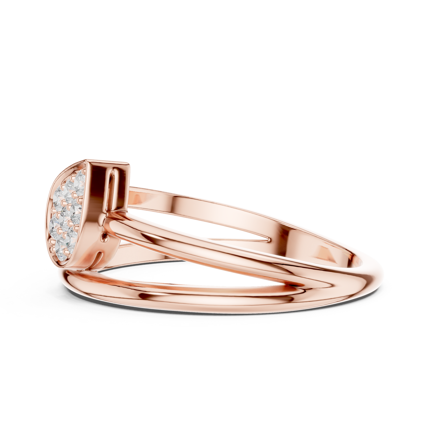 0.14 Carat Diamond Pear Cluster Double Band Ring | Yellow Gold