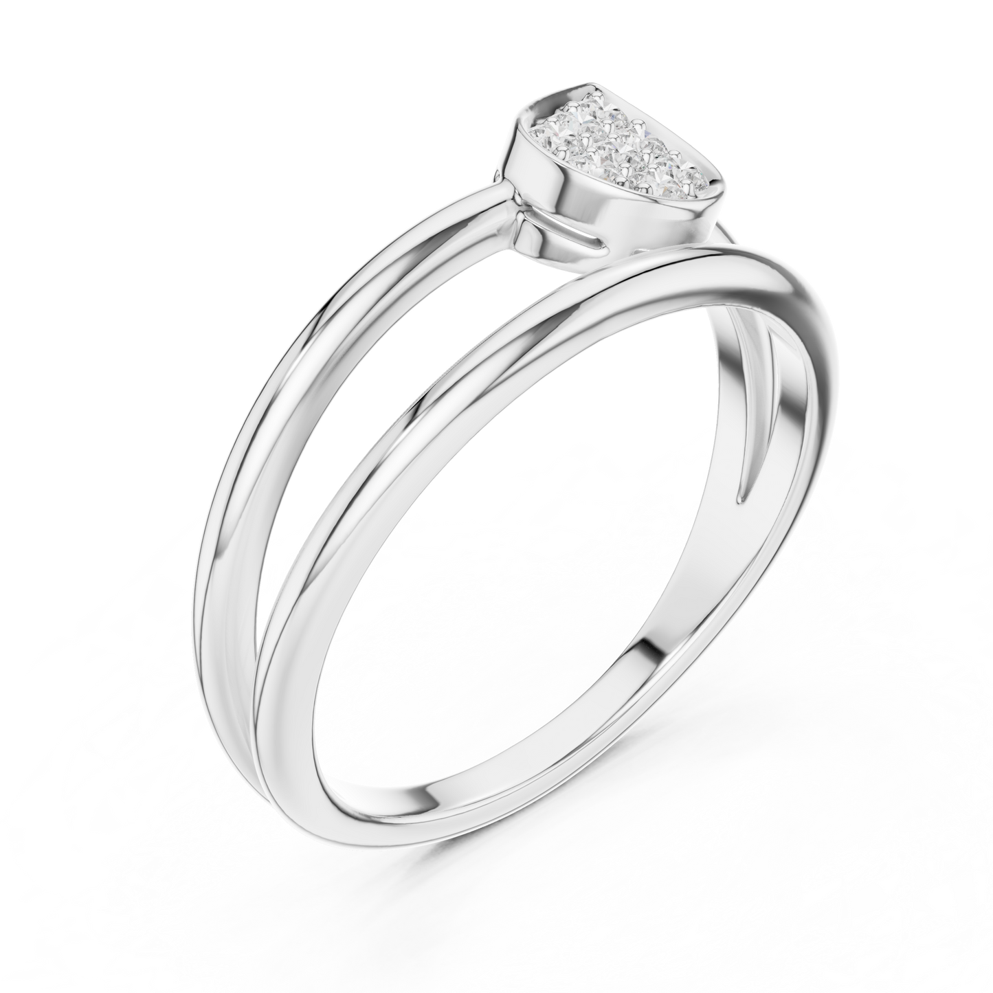 0.14 Carat Diamond Pear Cluster Double Band Ring | Yellow Gold