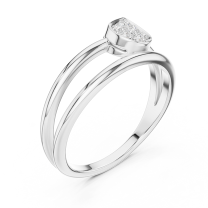0.14 Carat Diamond Pear Cluster Double Band Ring | Yellow Gold