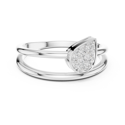 0.14 Carat Diamond Pear Cluster Double Band Ring | Yellow Gold