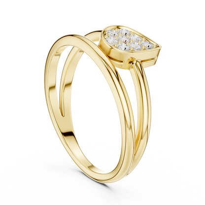 0.14 Carat Diamond Pear Cluster Double Band Ring | Yellow Gold