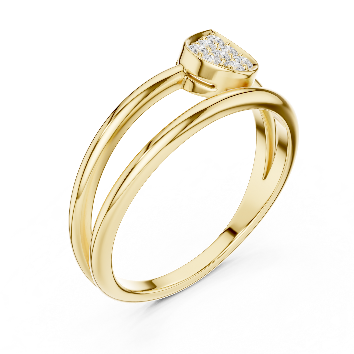 0.14 Carat Diamond Pear Cluster Double Band Ring | Yellow Gold