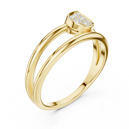 0.14 Carat Diamond Pear Cluster Double Band Ring | Yellow Gold