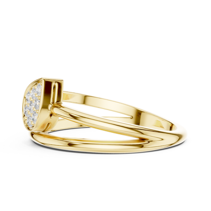 0.14 Carat Diamond Pear Cluster Double Band Ring | Yellow Gold