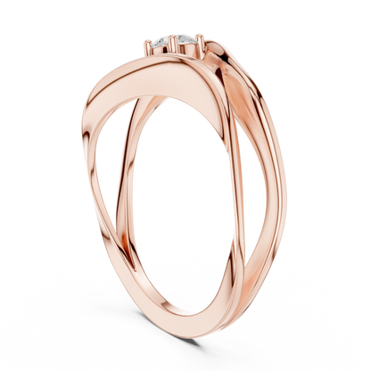 0.17 Carat Floating Diamond Solitaire Wave Bypass Ring | Yellow Gold