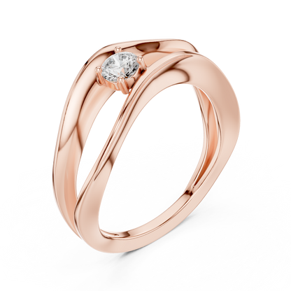 0.17 Carat Floating Diamond Solitaire Wave Bypass Ring | Yellow Gold