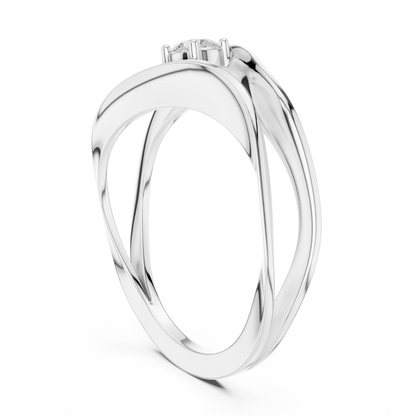 0.17 Carat Floating Diamond Solitaire Wave Bypass Ring | Yellow Gold