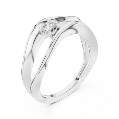0.17 Carat Floating Diamond Solitaire Wave Bypass Ring | Yellow Gold