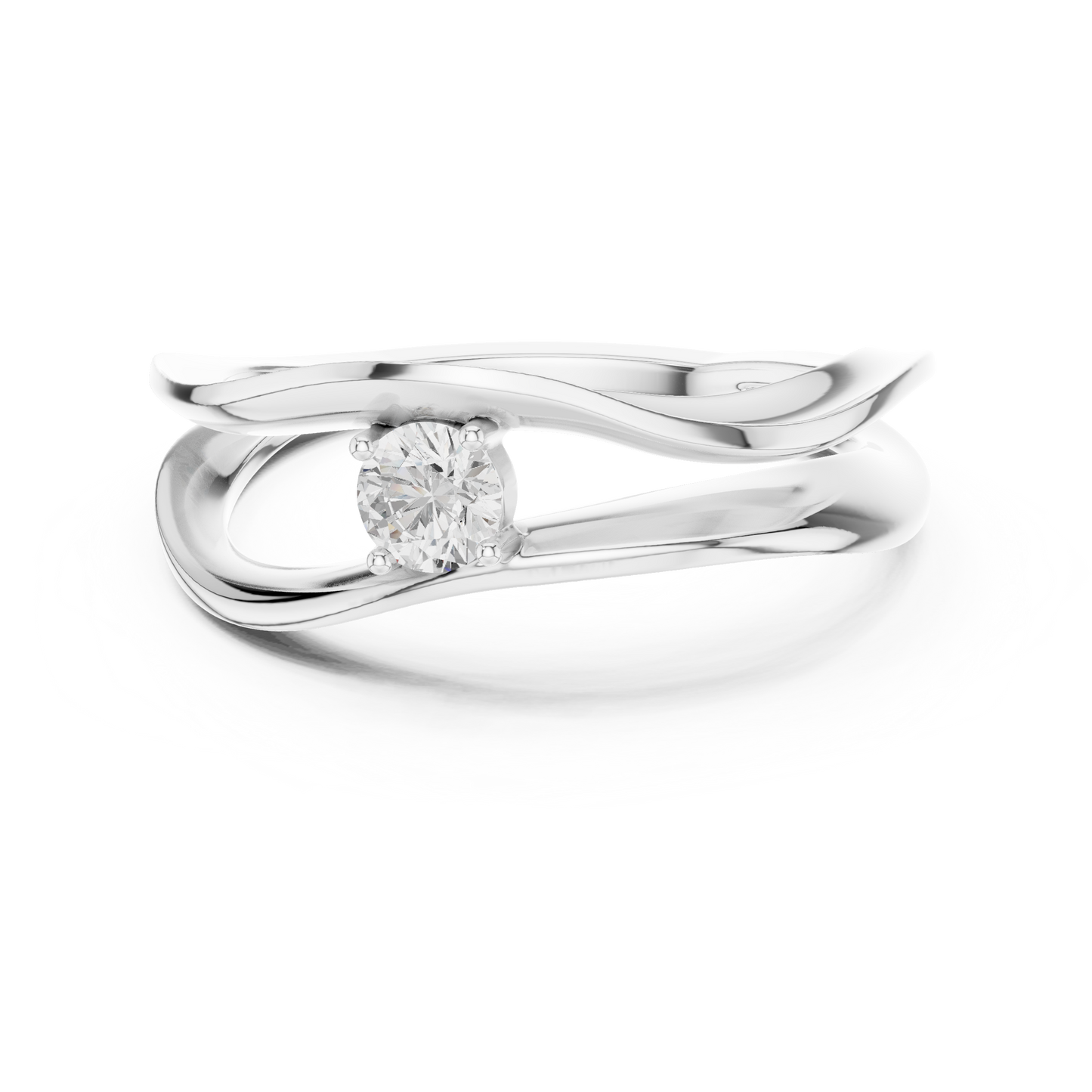 0.17 Carat Floating Diamond Solitaire Wave Bypass Ring | Yellow Gold