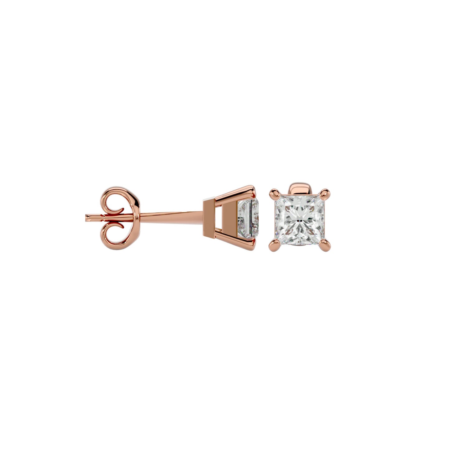 Gold Double Halo Diamond Stud Earrings - 1.0 Ct Round Brilliant Cut