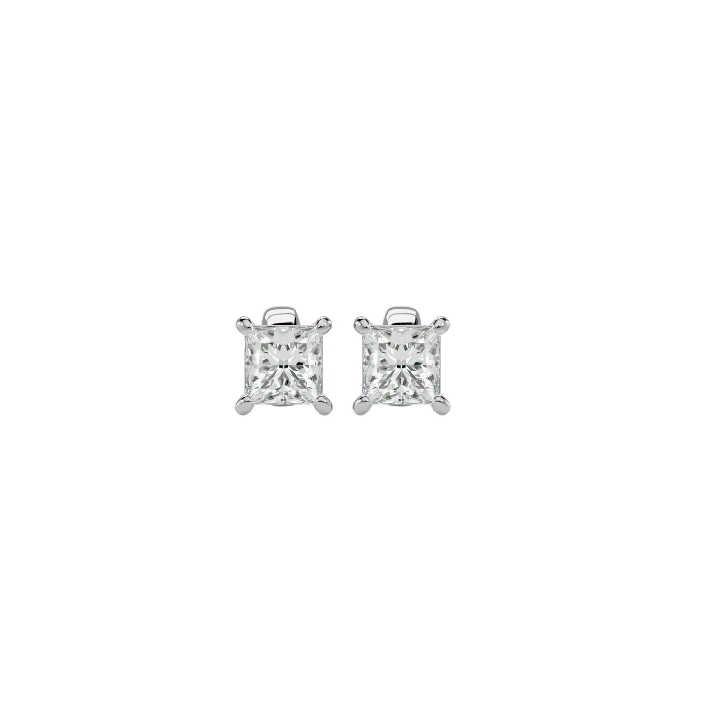 Gold Double Halo Diamond Stud Earrings - 1.0 Ct Round Brilliant Cut