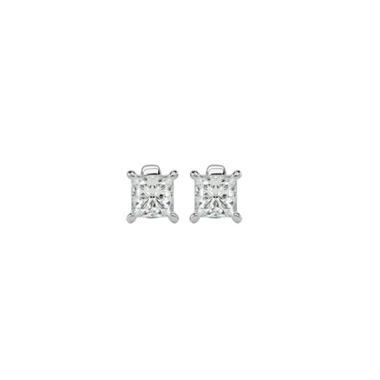 Gold Double Halo Diamond Stud Earrings - 1.0 Ct Round Brilliant Cut