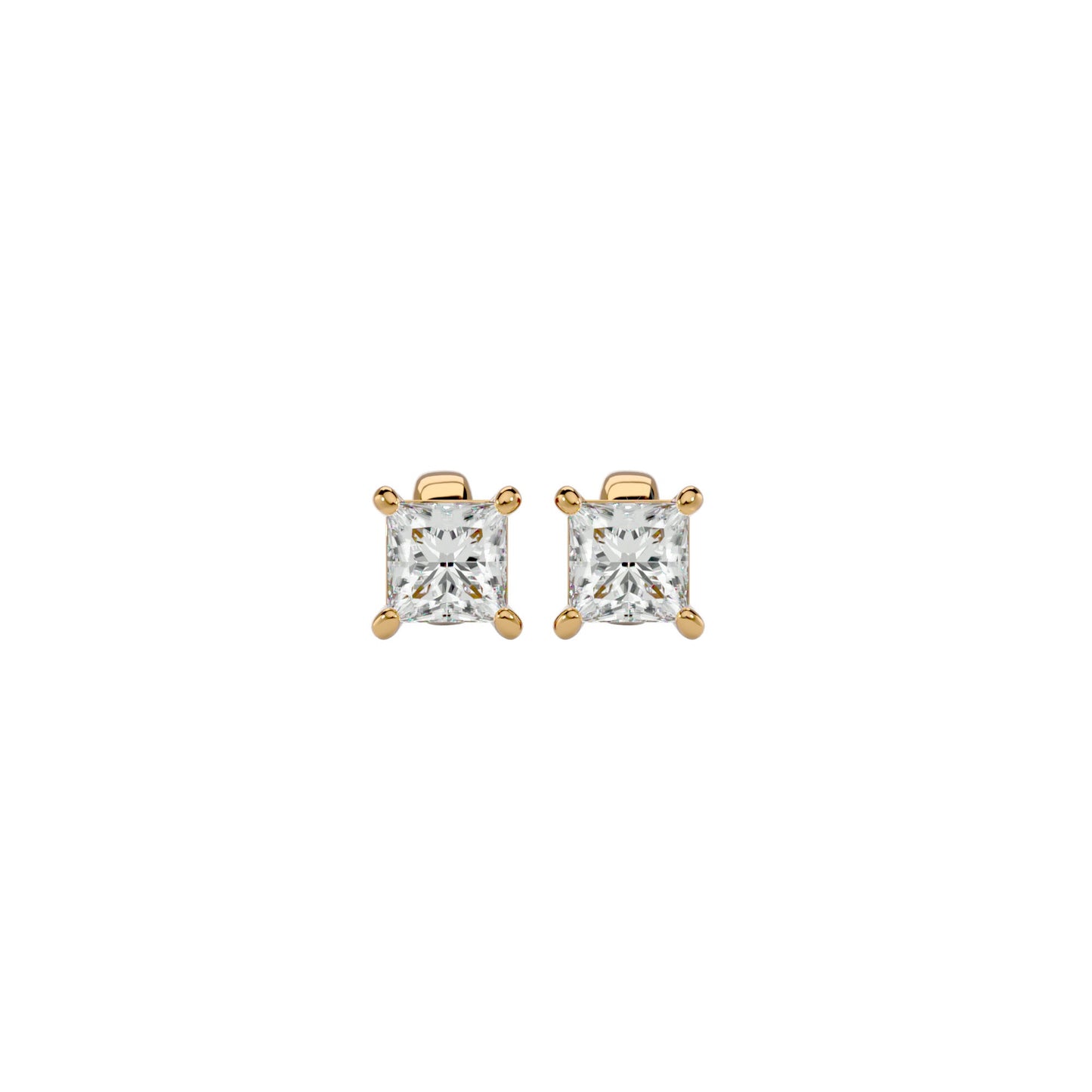 Gold Double Halo Diamond Stud Earrings - 1.0 Ct Round Brilliant Cut