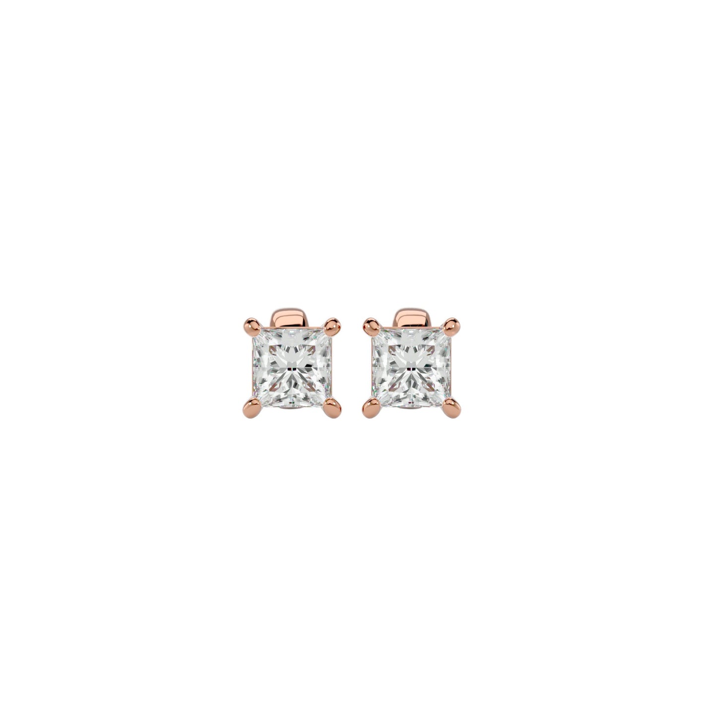 Gold Double Halo Diamond Stud Earrings - 1.0 Ct Round Brilliant Cut