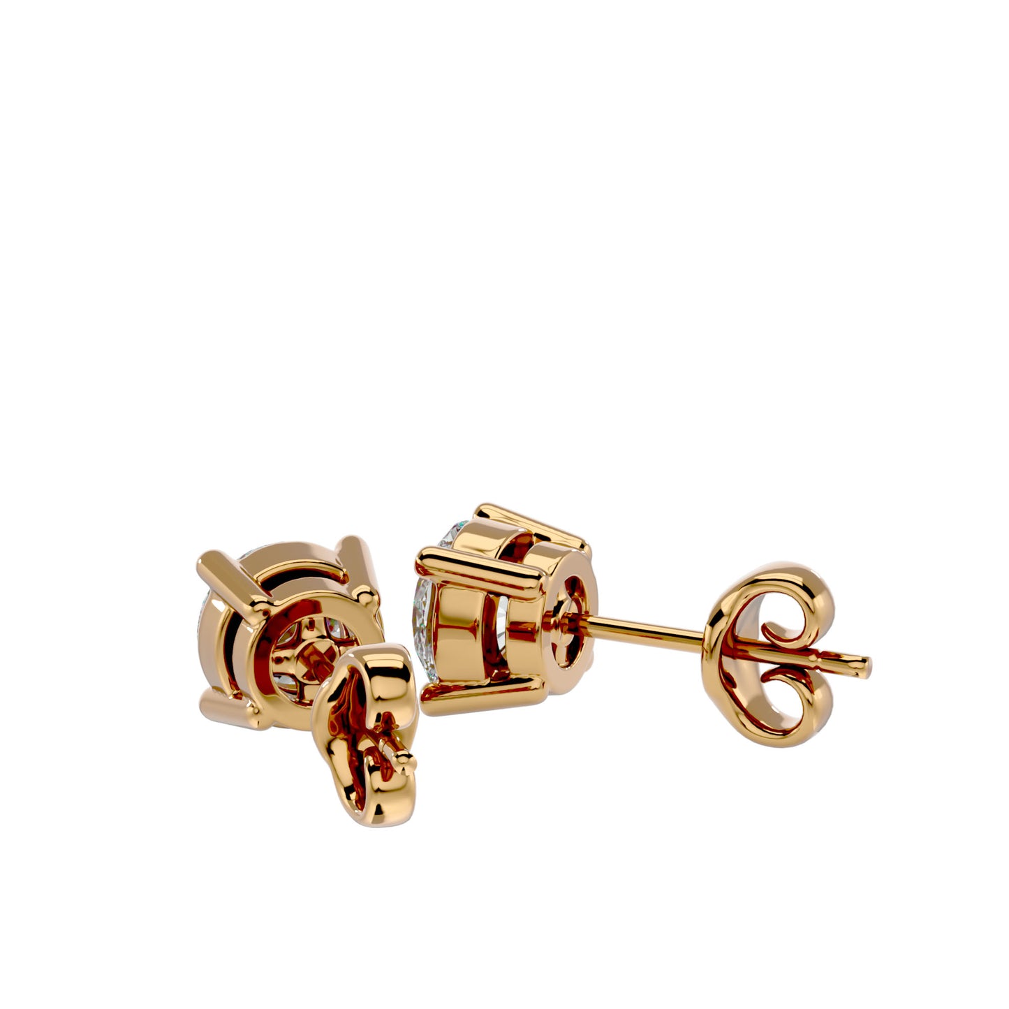 Iconique Signature Solitarie Stud Earrings In Gold - 0.94 Ct Round Brilliant Cut Diamonds
