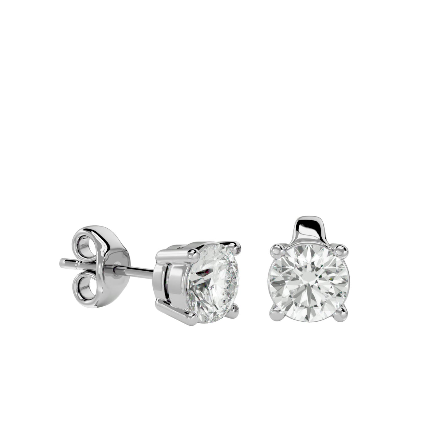 Iconique Signature Solitarie Stud Earrings In Gold - 0.94 Ct Round Brilliant Cut Diamonds