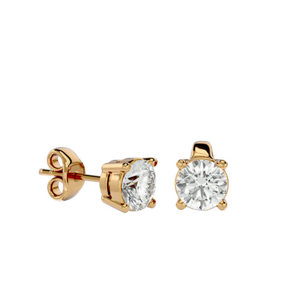 Iconique Signature Solitarie Stud Earrings In Gold - 0.94 Ct Round Brilliant Cut Diamonds
