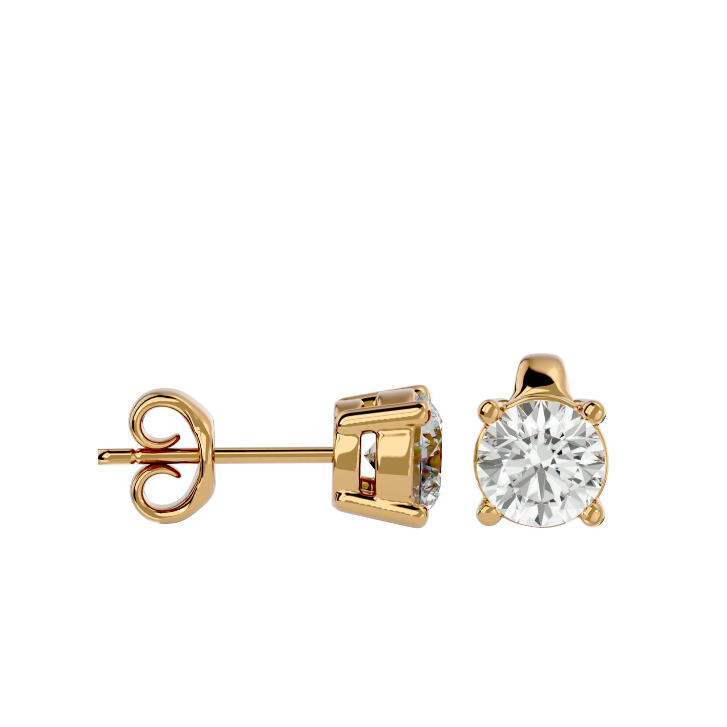 Iconique Signature Solitarie Stud Earrings In Gold - 0.94 Ct Round Brilliant Cut Diamonds