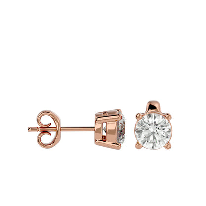 Iconique Signature Solitarie Stud Earrings In Gold - 0.94 Ct Round Brilliant Cut Diamonds
