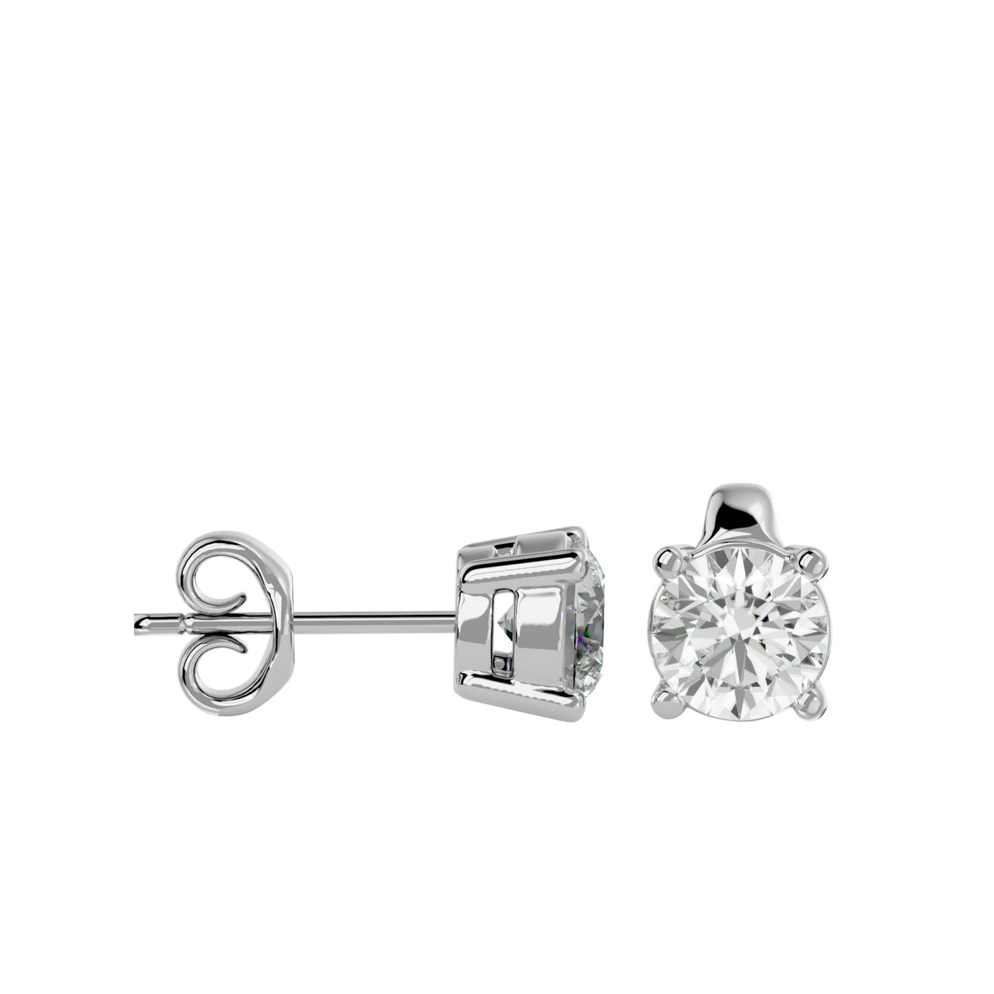 Iconique Signature Solitarie Stud Earrings In Gold - 0.94 Ct Round Brilliant Cut Diamonds