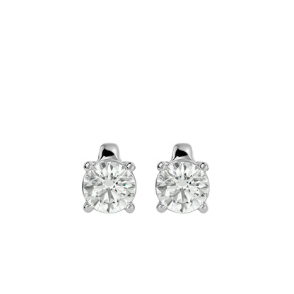 Iconique Signature Solitarie Stud Earrings In Gold - 0.94 Ct Round Brilliant Cut Diamonds