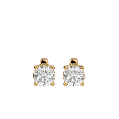Iconique Signature Solitarie Stud Earrings In Gold - 0.94 Ct Round Brilliant Cut Diamonds