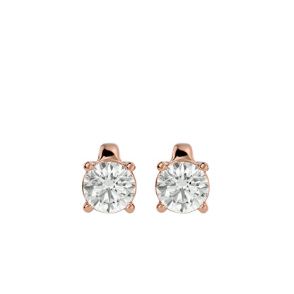 Iconique Signature Solitarie Stud Earrings In Gold - 0.94 Ct Round Brilliant Cut Diamonds