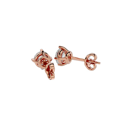 Iconique Classic Solitaire Diamond Stud Earrings In Rose Gold  -1.05 Ct Round Brilliant Cut