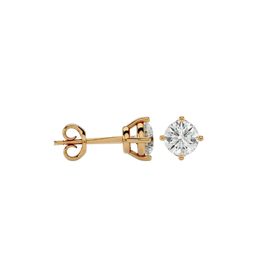 Iconique Classic Solitaire Diamond Stud Earrings In Rose Gold  -1.05 Ct Round Brilliant Cut