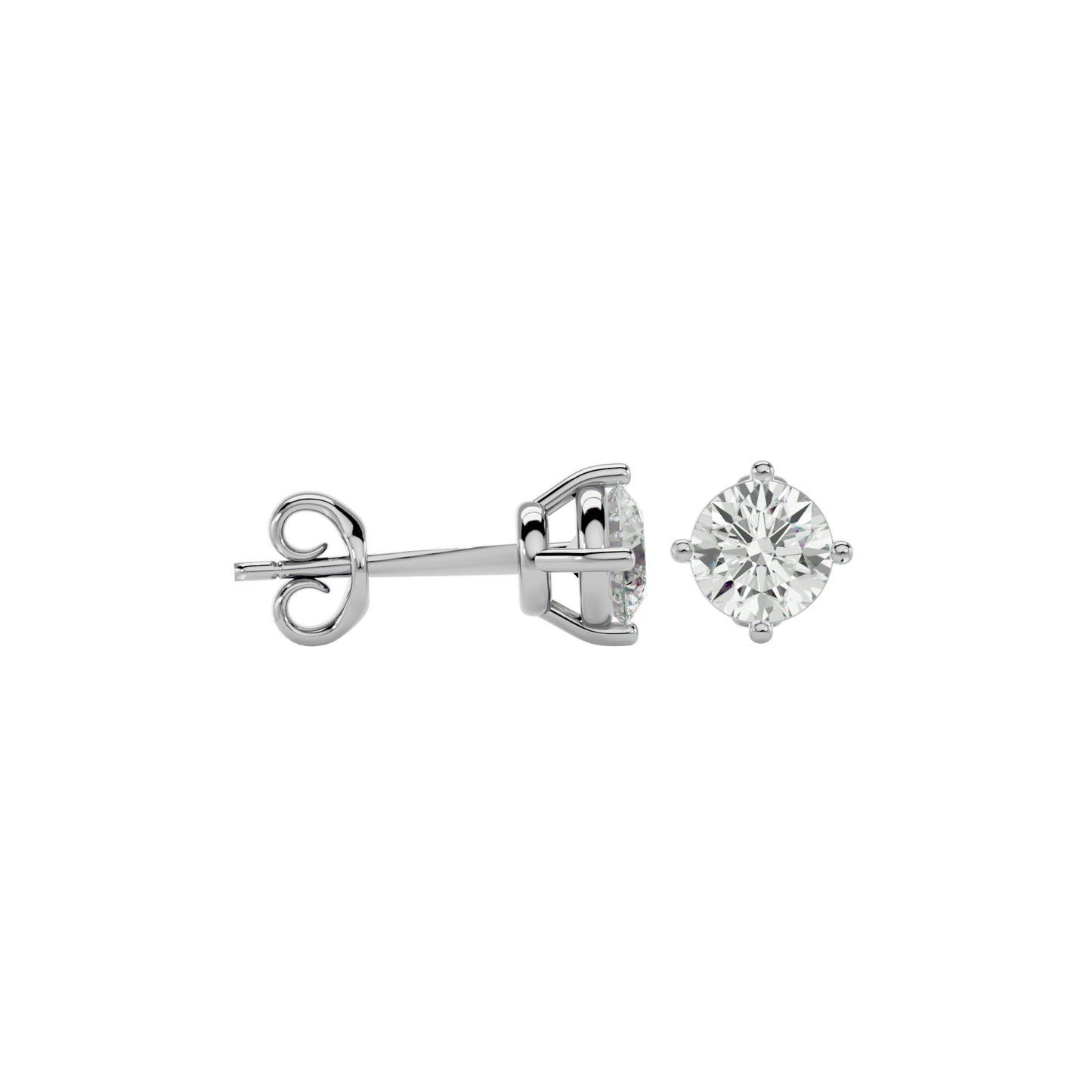 Iconique Classic Solitaire Diamond Stud Earrings In Rose Gold  -1.05 Ct Round Brilliant Cut